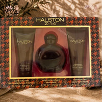 Thumbnail for Front view of Halston Z 14 Men 3 piece fragrance gift set in houndstooth box packaging