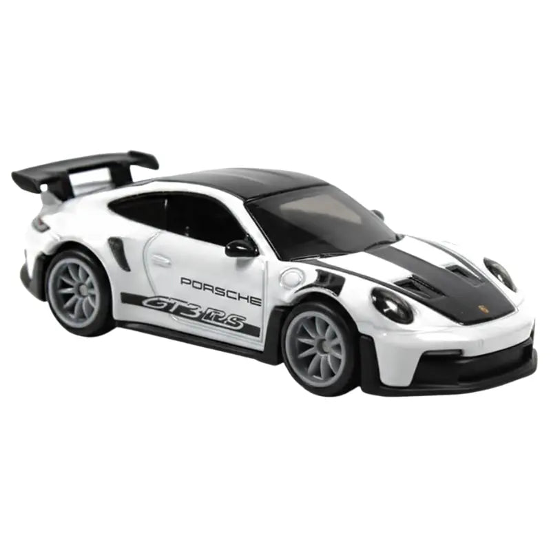 Side angle view of Hot Wheels Porsche 911 GT3 RS diecast car