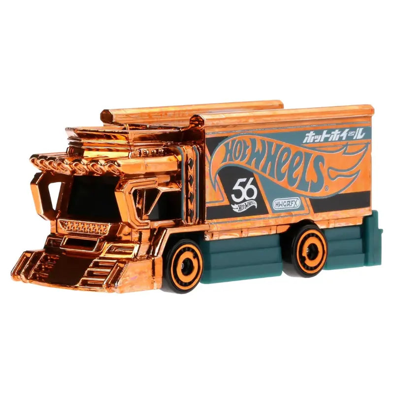 Angled view of the copper-gold Hot Wheels 56th Anniversary Raijin Express.