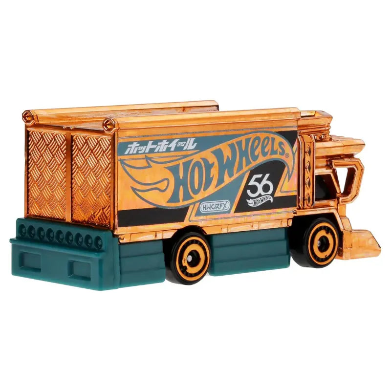 Rear perspective of the Hot Wheels Raijin Express showing textured door details.
