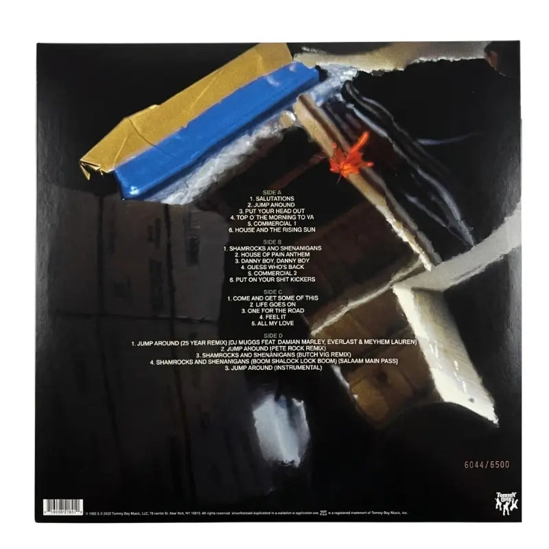 House of Pain Fine Malt Lyrics 30th Anniversary double vinyl LP back cover showing full tracklist numbered 6044 of 6500 Tommy Boy Music