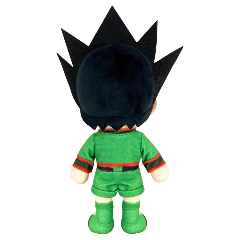 Hunter x Hunter Gon Freecss plush stuffed figure back view showing spiky black hair and green outfit detail