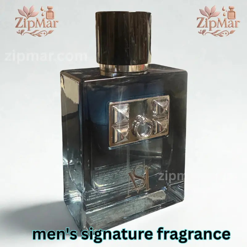 Perspective view of Mila's Secret MS Eau de Parfum bottle showcasing signature silver MS logo