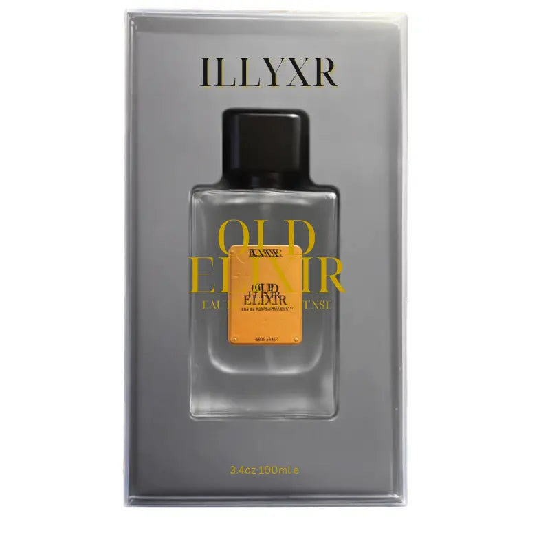 ILLYXR Oud Elixir Eau de Parfum Intense 3.4 fl oz bottle in sleek grey presentation box