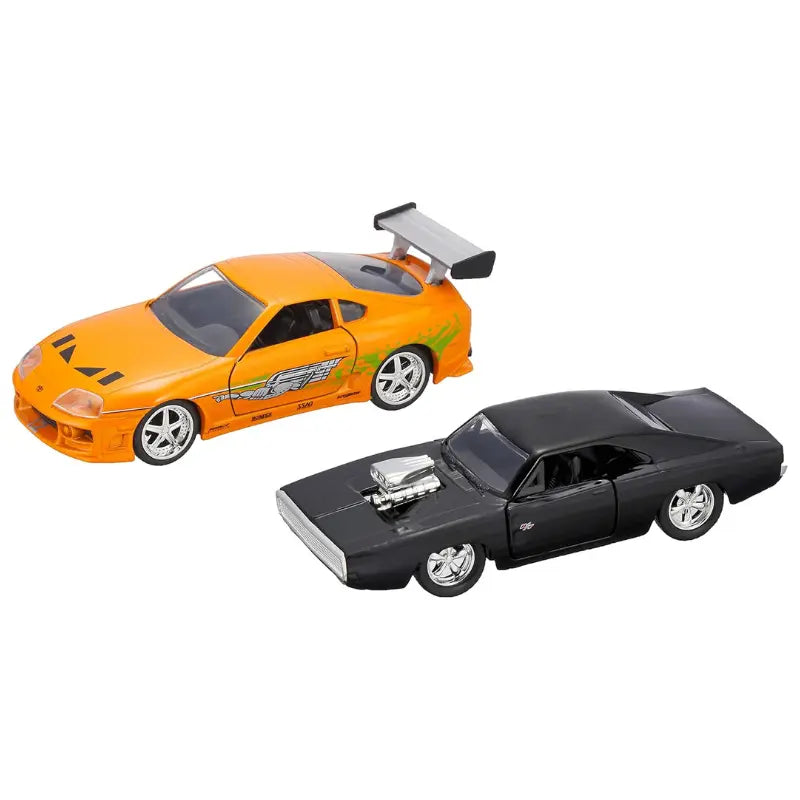 Overhead view of Jada 1:32 scale Fast and Furious diecast car set showing roof and spoiler details.