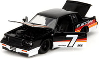 Thumbnail for High angle view of the 1:24 scale 1987 Buick Grand National diecast car with the hood, doors, and trunk all open to reveal details.