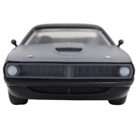 Thumbnail for Front angle view of the Jada Fast & Furious Letty's Plymouth Barracuda 1:24 diecast car showing grille and headlights.