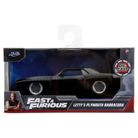 Thumbnail for Jada Fast & Furious Letty's Plymouth Barracuda 1:24 scale diecast car in its official window box packaging with Vin Diesel image.