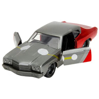 Thumbnail for Jada Marvel Thor 1970 Chevelle SS diecast 1:32 opening doors front angle gray red