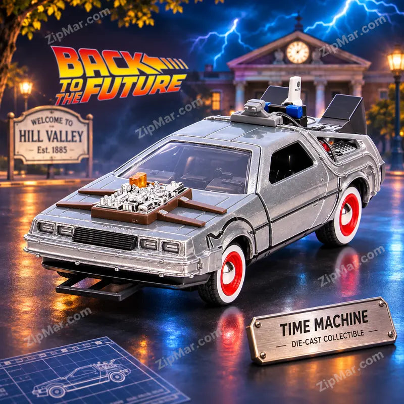 Jada Back to the Future Part III DeLorean Time Machine diecast car with hood circuitry and red and white wheels