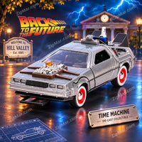 Thumbnail for Jada Back to the Future Part III DeLorean Time Machine diecast car with hood circuitry and red and white wheels