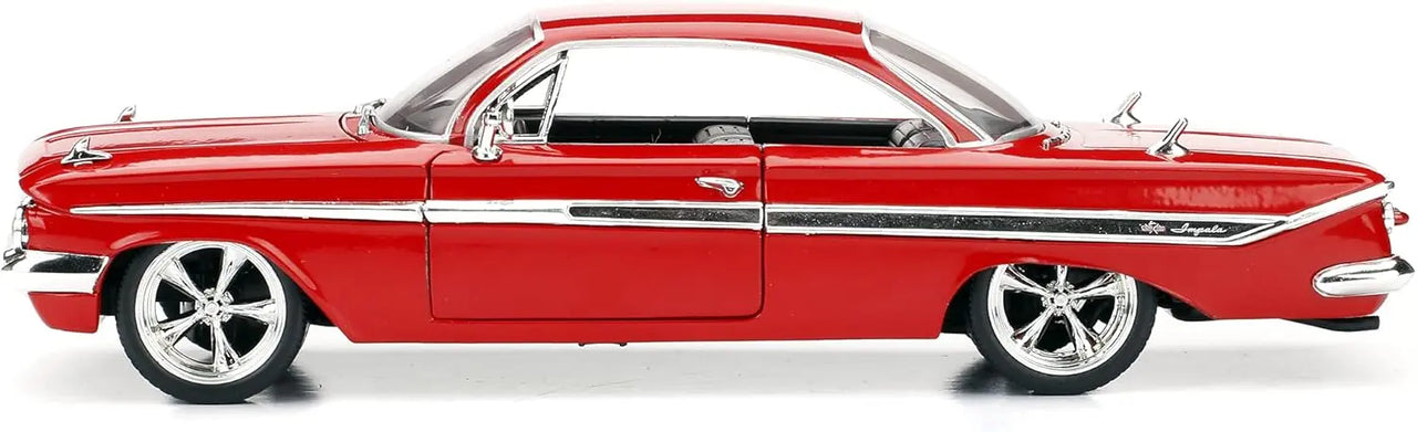 Passenger side profile view of the Jada Toys 1:24 Fast & Furious 1961 Chevy Impala die-cast model car.