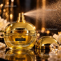 Thumbnail for Jean Irish Lady Goldiana eau de parfum 100 ml bottle spraying with gold dome cap beside pearls and crystals