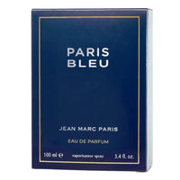 Thumbnail for Front view of the navy blue and gold retail box for Jean Marc Paris Paris Bleu Eau de Parfum.