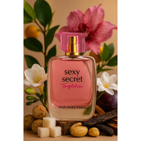 Thumbnail for The Jean Marc Paris Sexy Secret Temptation Eau de Parfum 3.4 oz women's perfume bottle shown next to its pink and white striped box.