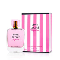 Thumbnail for Jean Marc Paris Sexy Secret Temptation Eau de Parfum 3.4 oz women's perfume bottle surrounded by vanilla, sugar cubes, and flowers.