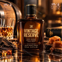 Thumbnail for Jean Marc Paris Vintage Reserve Eau De Parfum 3.9 fl oz amber glass bottle with caramel and wood display