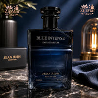 Thumbnail for Front view of Jean Rish Blue Intense Eau de Parfum 4.2 fl oz 125 ml dark blue spray bottle