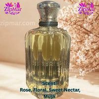 Thumbnail for Bottom view of Jean Rish Rose Nectar perfume bottle showing Bellevue Parfums label and 3.4 fl oz volume