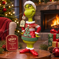 Thumbnail for Jim Shore Grinch in Ugly Sweater Statue hand painted with hang tag, Santa hat, Christmas tree sweater and red shoes