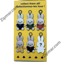 Thumbnail for Side of Miffy Color Pop plush keychain box showing five outfit colors and one mystery plush