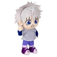 Thumbnail for Front view of Killua Zoldyck anime plush toy showing silver hair and blue eyes.