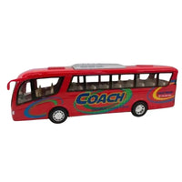 Thumbnail for Red Kinsfun diecast coach travel bus with Excellent Coach Travel graphics side view.