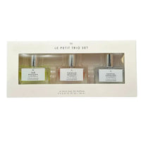 Thumbnail for Le Monde Gourmand Le Petit Trio Set 506 white window gift box front showing all three EDP bottles