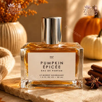 Thumbnail for Le Monde Gourmand Pumpkin Épicée Eau de Parfum 30 mL bottle beside pumpkins, cinnamon sticks and star anise