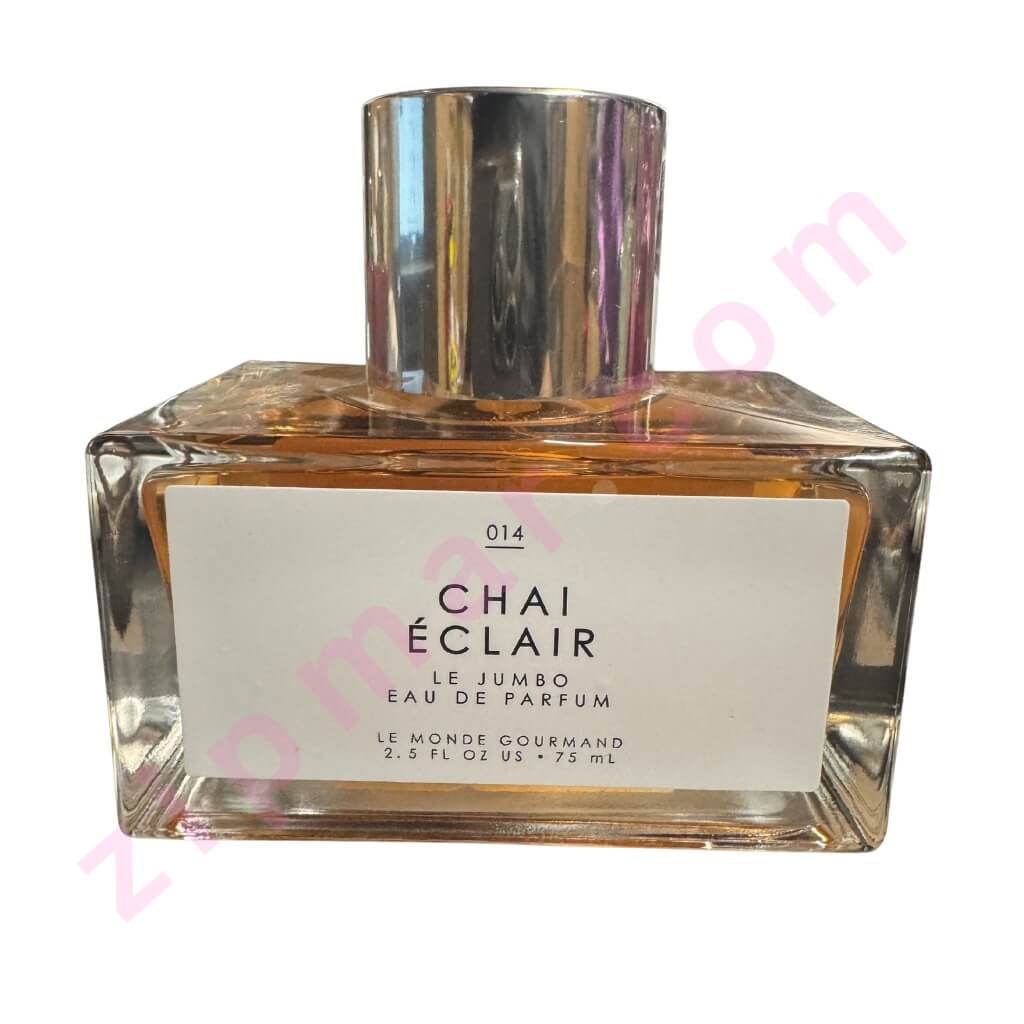 Perfume bottle labeled 'Chai Eclair' on a white background