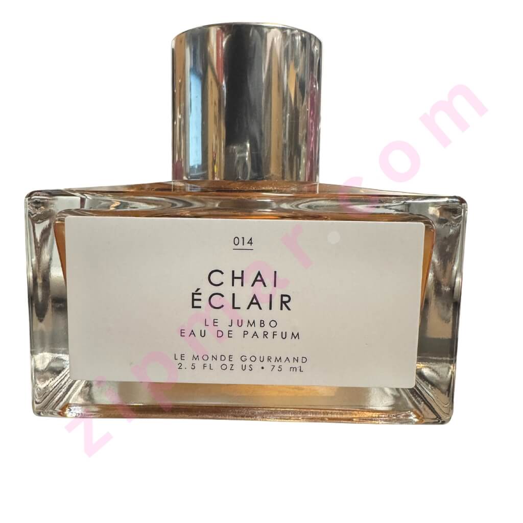 Perfume bottle labeled 'Chai Eclair' on a white background