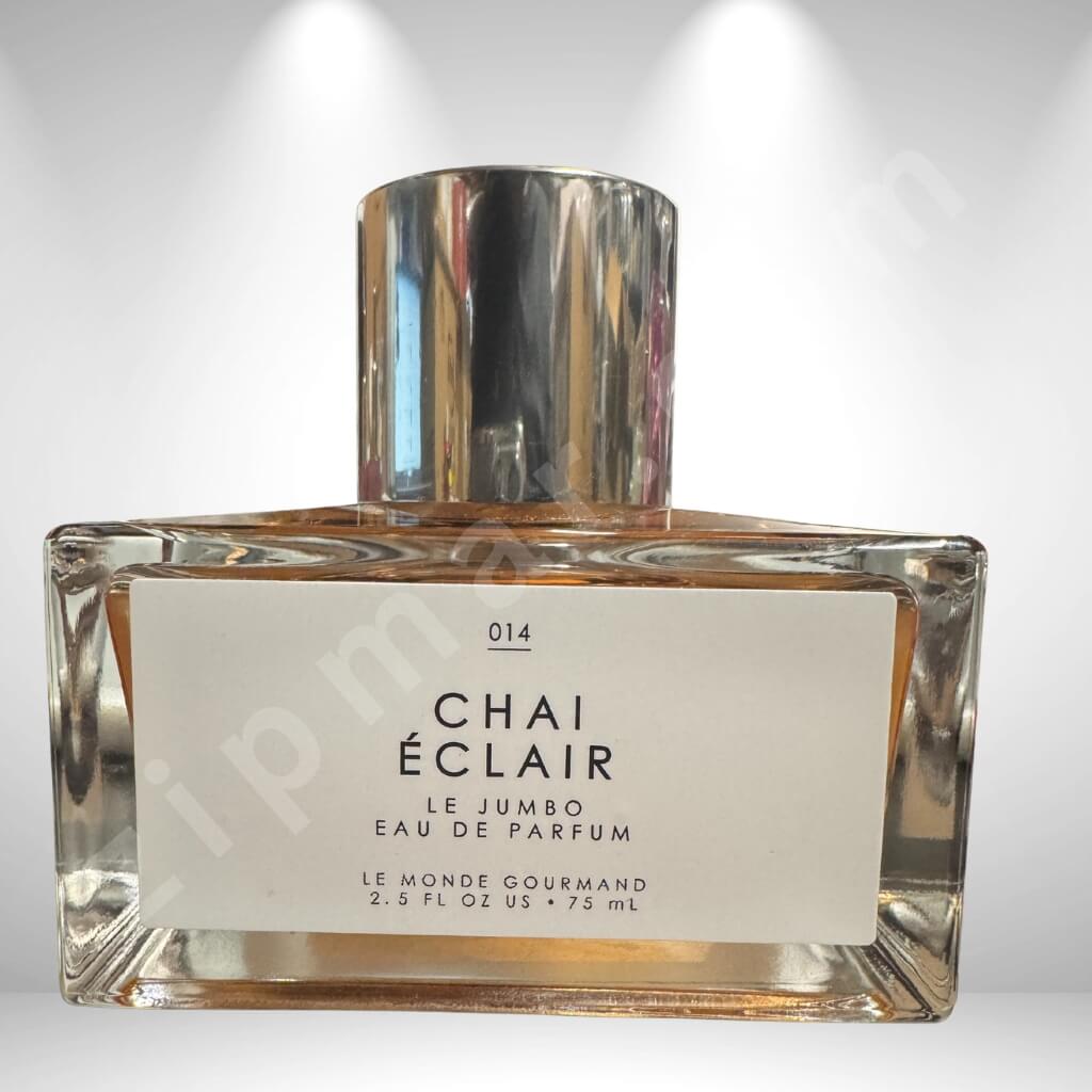 Perfume bottle labeled 'Chai Eclair' on a white background