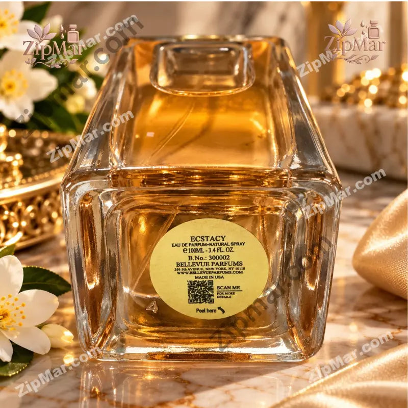Les Collection Paris Ecstacy eau de parfum bottle base with Bellevue Parfums label, 100 ml and Made in USA”