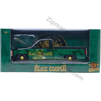 Thumbnail for M2 Machines Rock Legends Alice Cooper 1990 Chevrolet C1500 Silverado 1:24 diecast in green window box