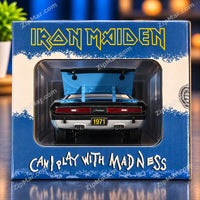 Thumbnail for End of M2 Machines Iron Maiden Can I Play With Madness box with window showing the rear of the Challenger and 1971 plate