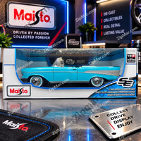 Thumbnail for Maisto Special Edition 1:18 box with window showing turquoise 1957 Chevrolet Bel Air convertible, item 46629