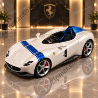 Thumbnail for Maisto 1:18 Ferrari Monza SP1 diecast model white with blue stripe front three quarter view”