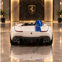 Thumbnail for Maisto 1:18 Ferrari Monza SP1 diecast model rear view with quad exhaust and blue headrest fairing
