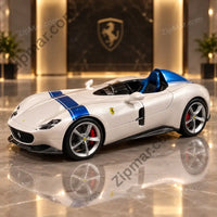 Thumbnail for Maisto 1:18 Ferrari Monza SP1 diecast model side three quarter view with silver wheels and red brake calipers”