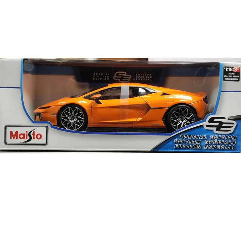 Maisto 1:18 Special Edition Lamborghini Temerario die-cast model car in orange packaging window box
