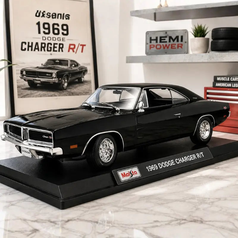 Maisto 1:18 1969 Dodge Charger R/T diecast model lifestyle display