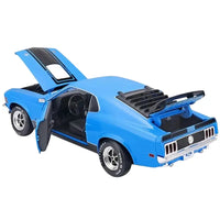 Thumbnail for Maisto 1970 Ford Mustang Mach 1 blue diecast 1:18 opening door rear interior detail