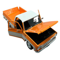 Thumbnail for Maisto 1:18 1974 Chevrolet C10 Cheyenne Super diecast truck with opening hood and doors showing detailed engine compartment and interior