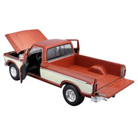 Thumbnail for Maisto 1979 Ford F-150 brown cream diecast 1:18 opening hood door bed detail