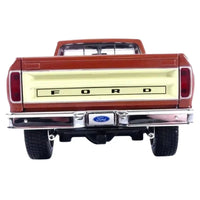 Thumbnail for Maisto 1979 Ford F-150 brown cream diecast 1:18 rear tailgate view Ford badge