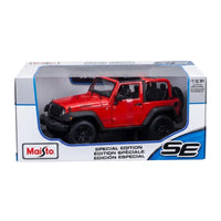 Thumbnail for Maisto Special Edition 2014 Jeep Wrangler Willys red 1:18 diecast box front view