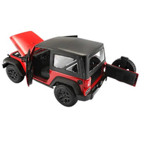 Thumbnail for Maisto 2014 Jeep Wrangler Willys red diecast 1:18 rear tailgate open spare tire detail