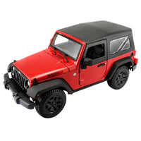 Thumbnail for Maisto 2014 Jeep Wrangler Willys red diecast 1:18 three quarter front view