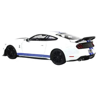 Thumbnail for 2020 Mustang Shelby GT500 white and blue 1:18 diecast car rear side profile view
