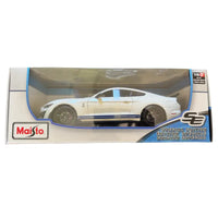 Thumbnail for 2020 Mustang Shelby GT500 white and blue 1:18 diecast car side profile view